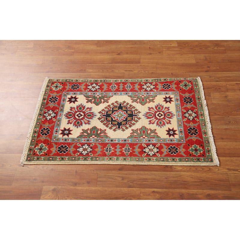 Traditional Kazak Oriental Foyer Rug Handmade Bedroom Wool Carpet - 2'0"x 3'0"