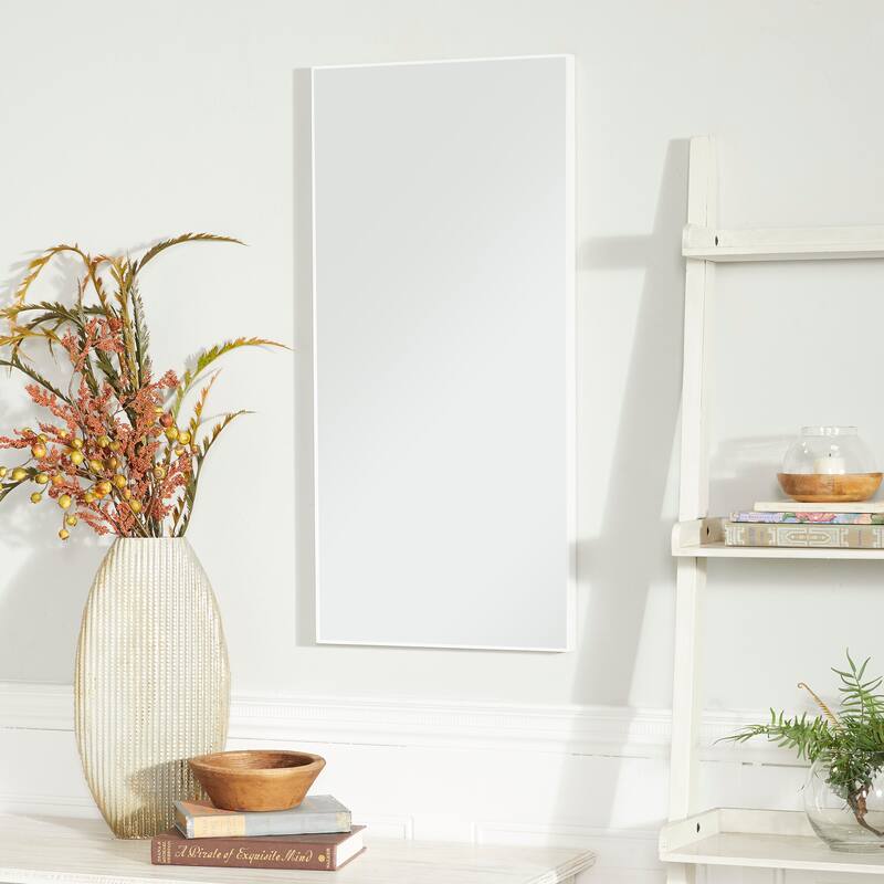 Contemporary Rectangular Wall Mirror - Multiple Finishes and Sizes - 14"W, 30"H - White - Medium