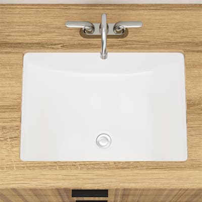 21.5"x15" Rectangular Ceramic Undermount Bathroom Sink with Overflow