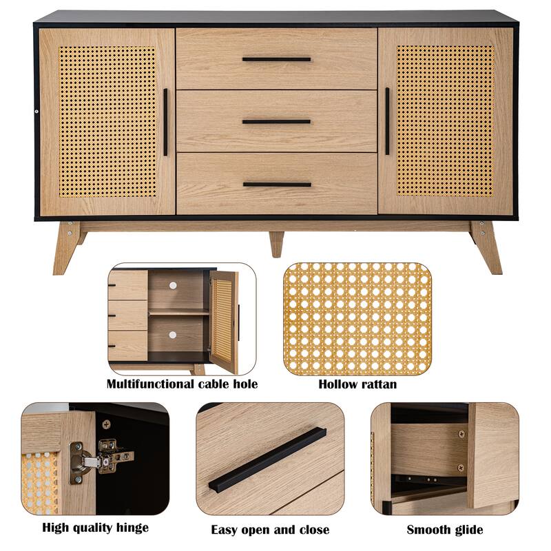 59 inch rattan storage cabinet