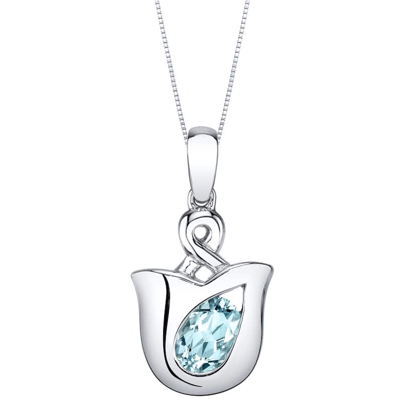 0.75 ct Aquamarine Pendant in Sterling Silver