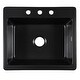 preview thumbnail 3 of 7, Jackson Matte Black Fireclay 25" Single Bowl Drop-In Kitchen Sink with 3 Holes