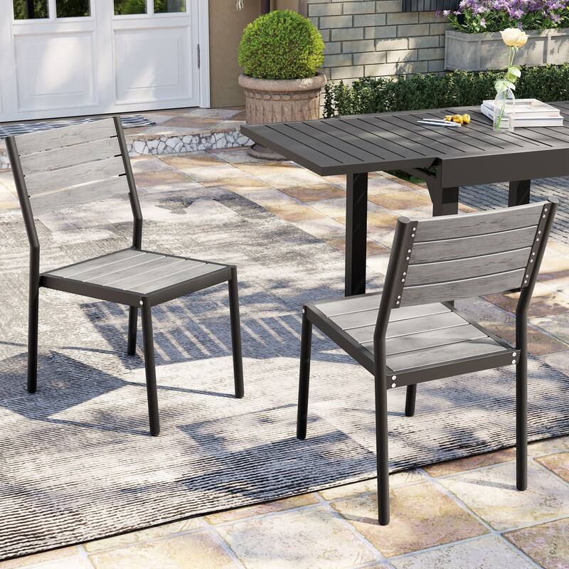 Pellebant Outdoor Patio Aluminum Stackable Dining Chairs - 19.4in D x 15.7in W x 33.9in H - Grey