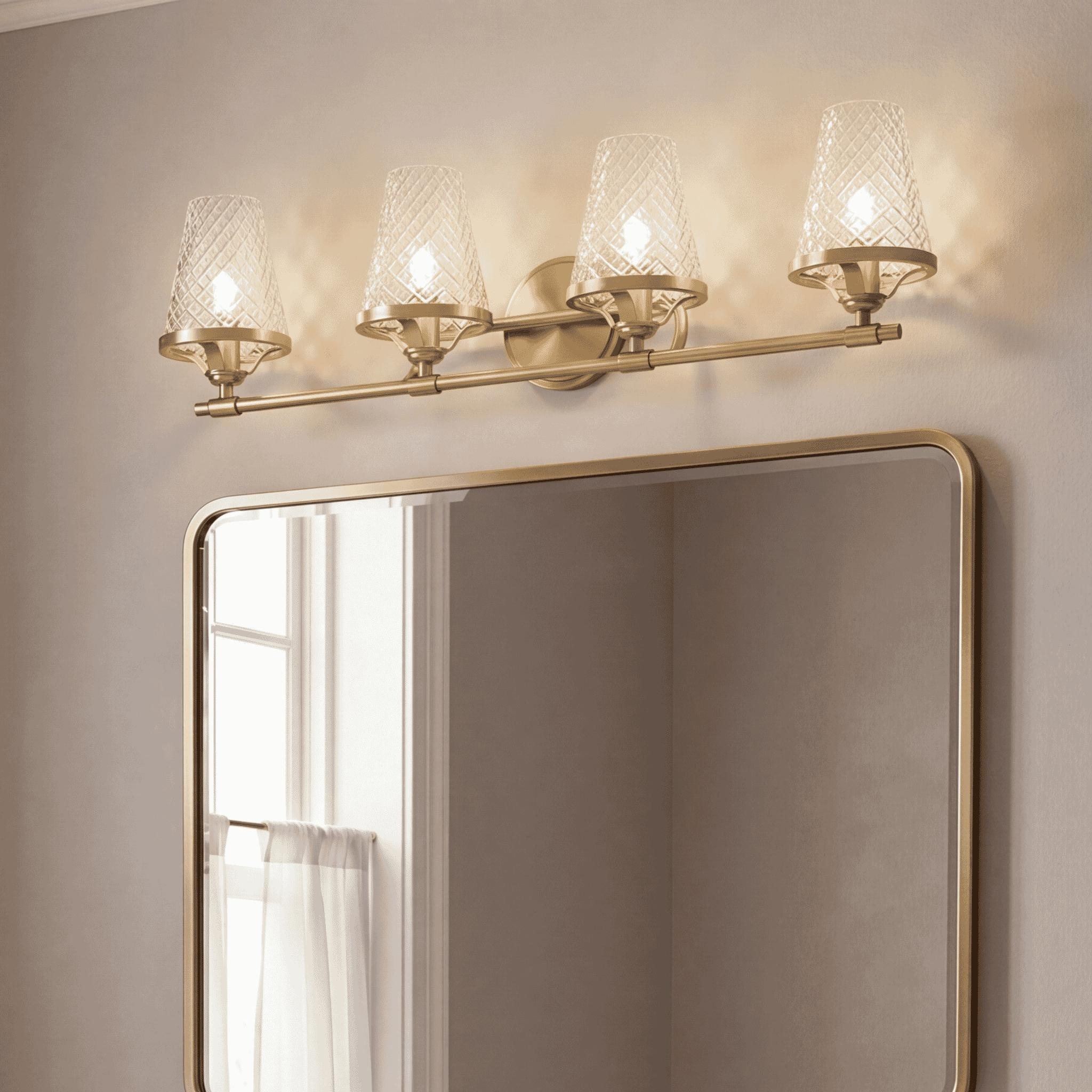 Candler 4-Light Bathroom Vanity Light in Warm Brass
