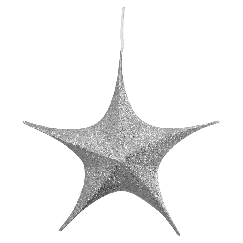 25.5" Tinsel Foldable Christmas Star Outdoor Decoration - Silver