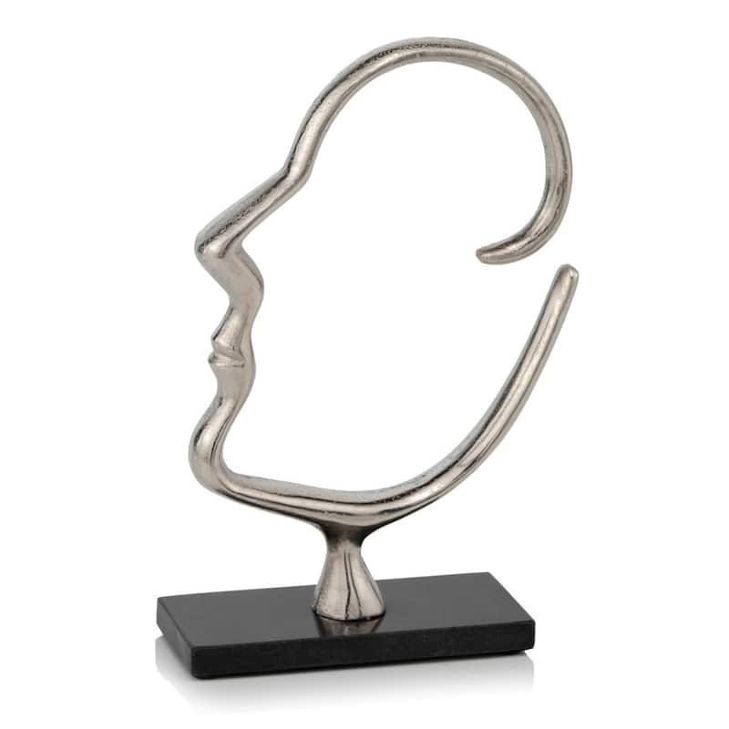 HomeRoots 12" Black and Silver Marble and Aluminum Tabletop Sculpture - 3' X '12' X '8.25
