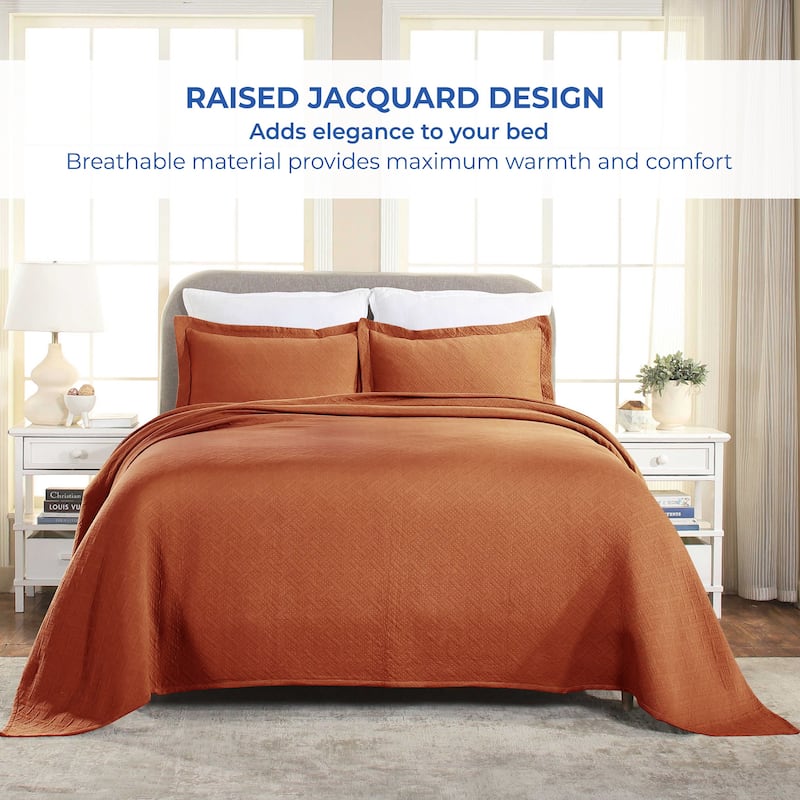 Superior Basketweave Cotton Decorative Bedspread Set
