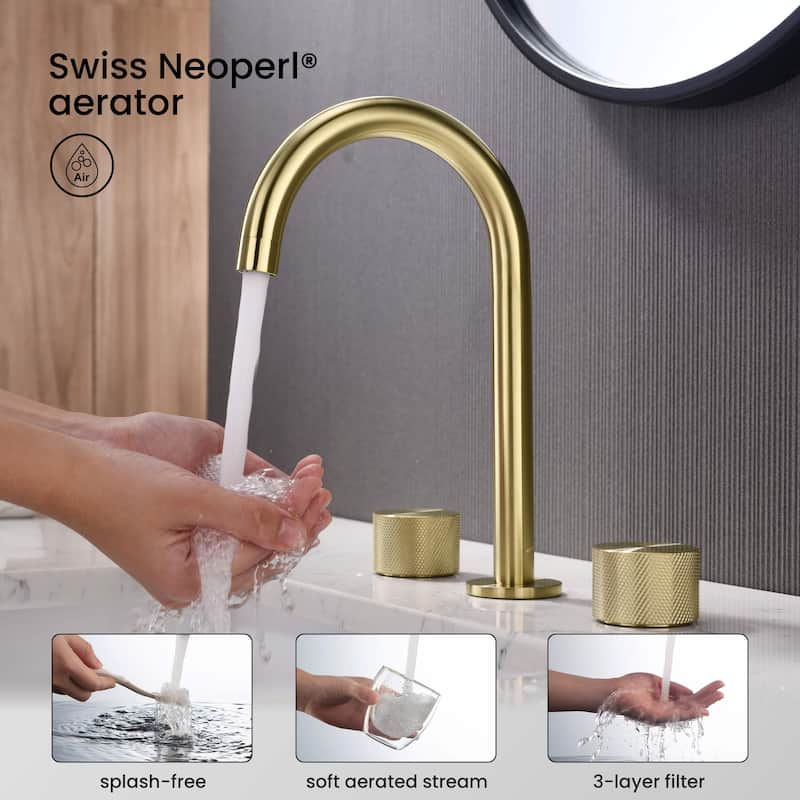 Circular X 8" Bathroom Sink Widespread Faucet with Drain Assembly