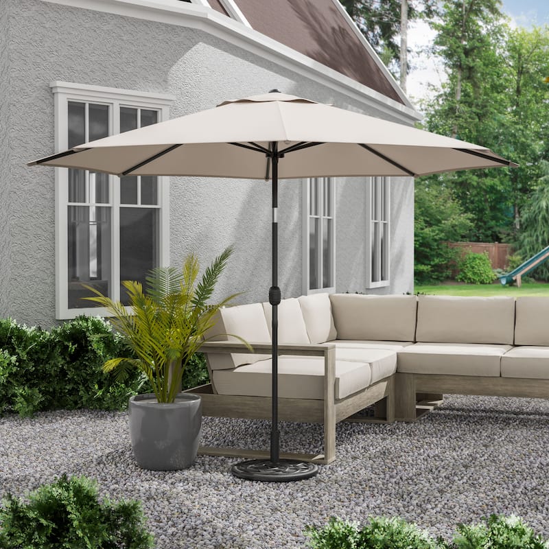 Maine 11-foot Steel Round Market Umbrella with Tilt and Crank by Furniture of America - Beige