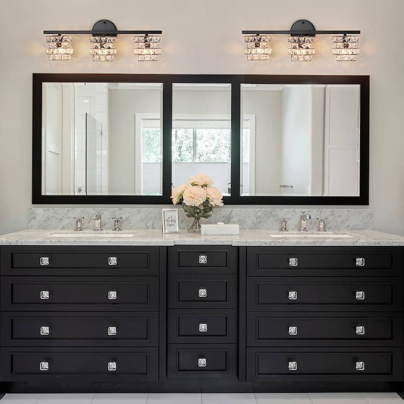 Mosaic Crystal Cube Shade Linear Bathroom Vanity Light