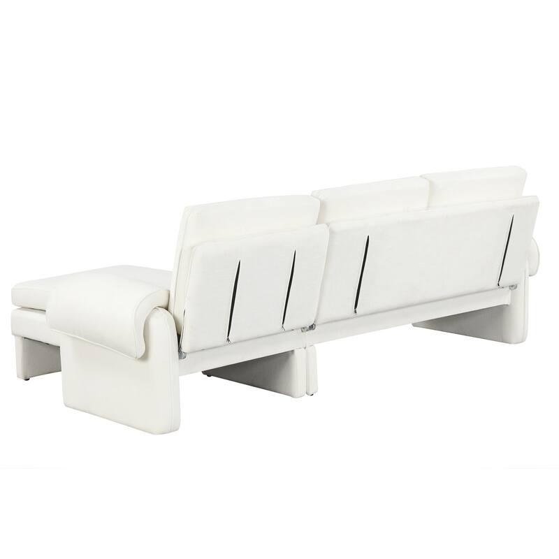 94.1" Chenille L-Shaped Futon Sofa with Adjustable Backrest & Reversible Chaise