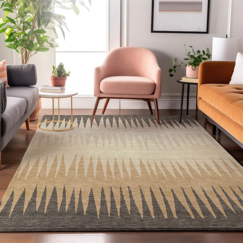 Premium Washable Super Soft Modern Spikes Mayfield Rug - Taupe - 3' x 5'