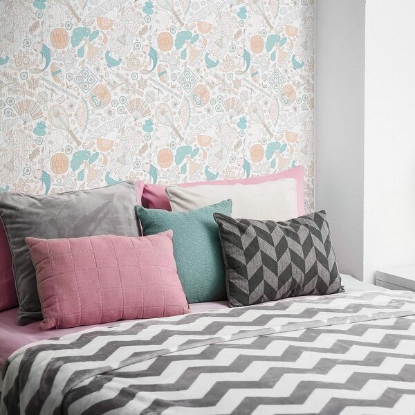 White Asian Themed Peel and Stick Removable Wallpaper 5651 - Overstock