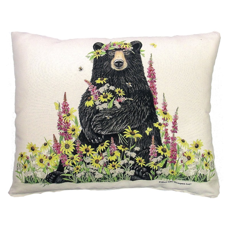 Magnolia Casual Outdoor Pillow Wildflower & Bear 19x24