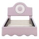 preview thumbnail 9 of 28, Twin Upholstered Platform Bed with LED Headboard, Pink Flannel Finish