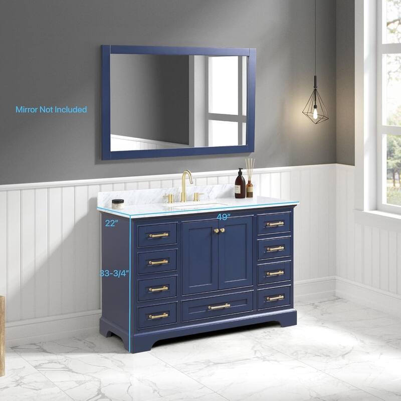 Blossom Copenhagen 48" Solid Wood Bathroom Vanity w/ Marble Top & Sink