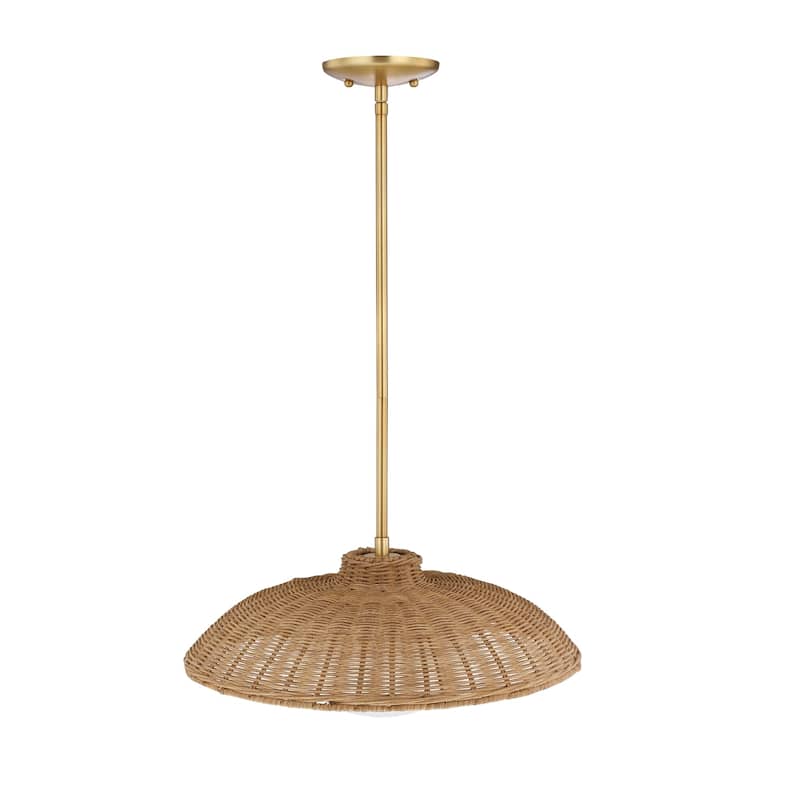 Belleville Boho Rattan Pendant Light with Shade and Glass Diffuser