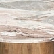 preview thumbnail 5 of 7, Allyson Round Medium Brown w/ Pink Marble Pedestal Dining Table - 42.0L x 42.0W x 30.0H