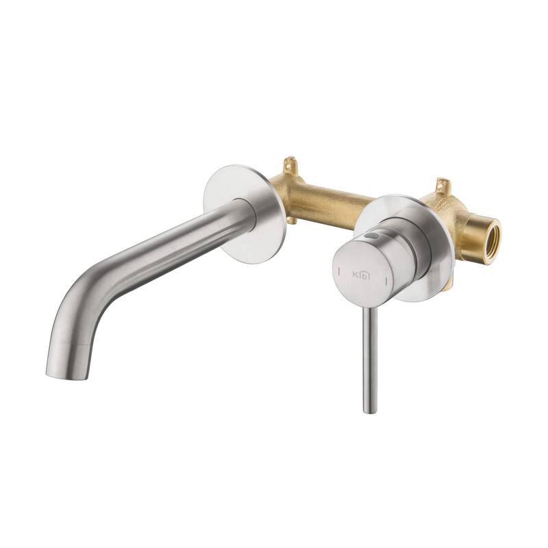 Circular Single Handle Wall Mounted Bathroom Sink Faucet - Brushed Nickel