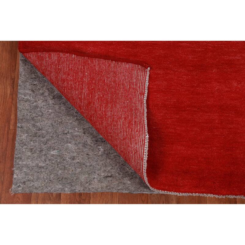 Hand Knotted Oriental 100% Wool Carpet Modern Solid Red Gabbeh Area Rug - 9' 0'' X 6' 2''