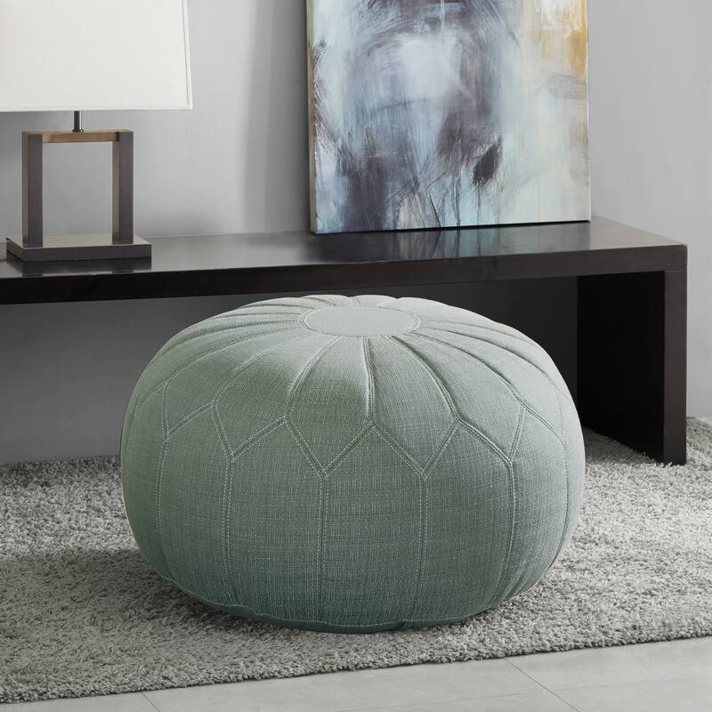 Madison Park Taylor Round Pouf Ottoman - Seafoam