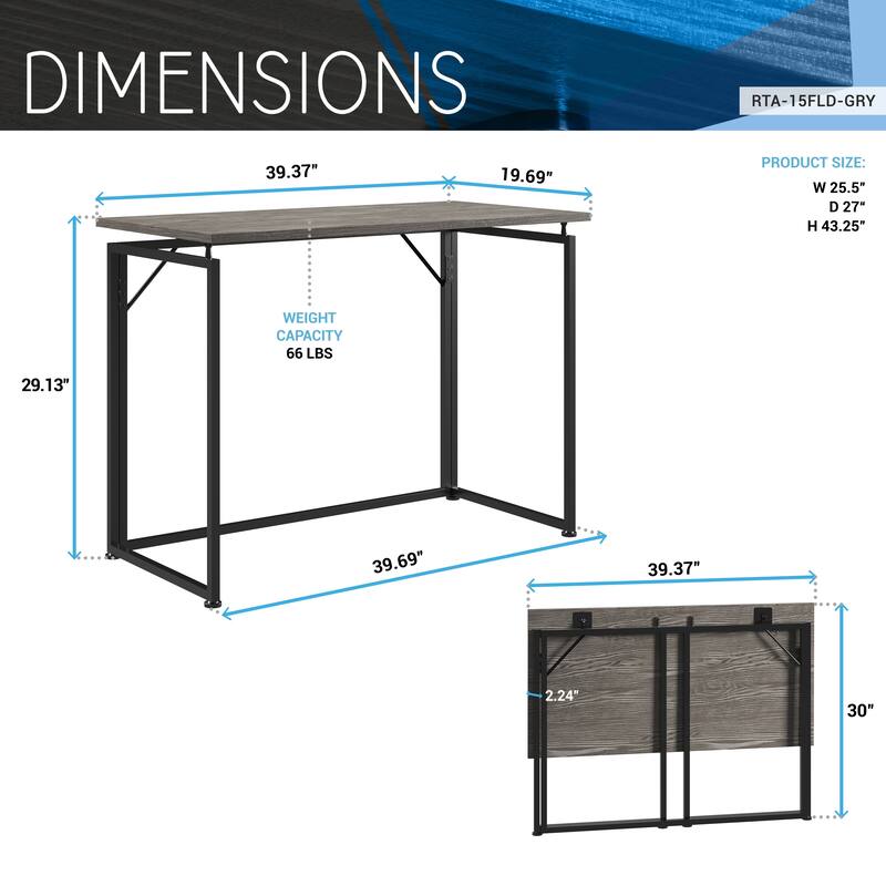 Space-Saving Folding Computer Desk - Convenient, Collapsible Design with Sturdy Steel Legs for Small Rooms
