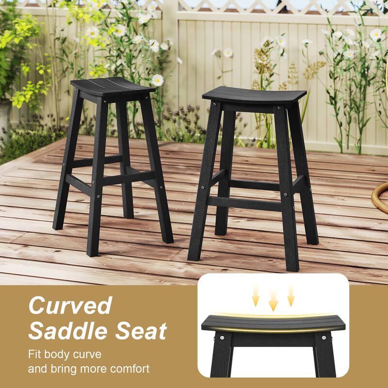 Gymax 29'' Patio Bar Stool Set of 2 w/ Curved Seat & Footrests for