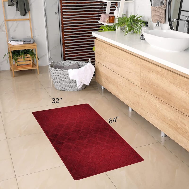 Machine Washable Kitchen & Bathroom Mat, Slip Resistant Backing