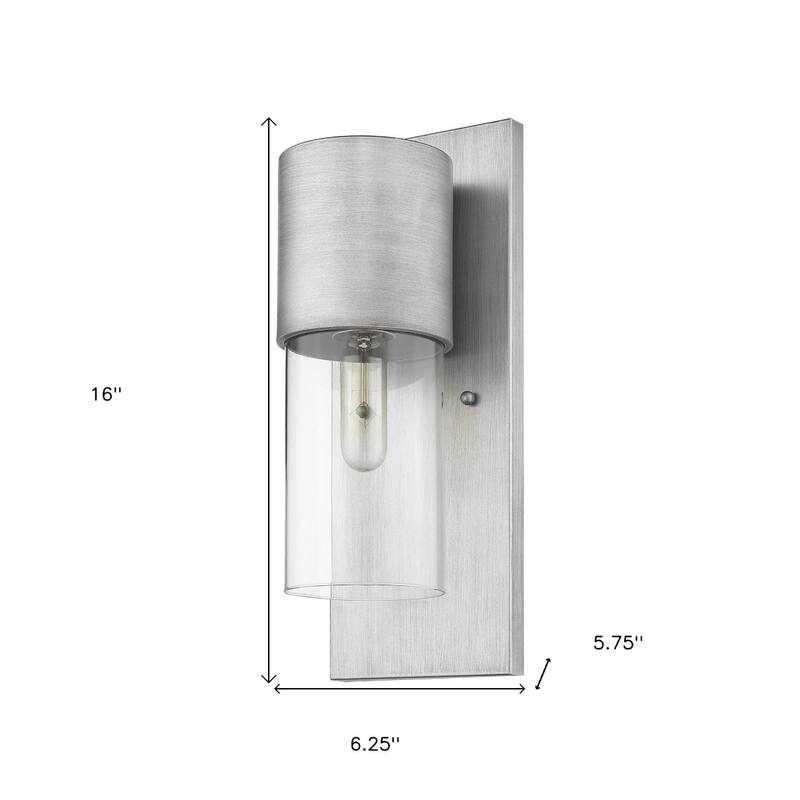 Modern Outdoor Wall Sconce with Clear Glass Shade and Wet Rated Flush Mount Light Fixture E26 Base - 16"H x 6.25"W x 5.75"D