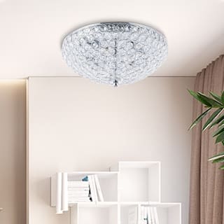 CO-Z 12-inch 2 Light Crystal Chandelier Flush Mount Ceiling Light - Transparent