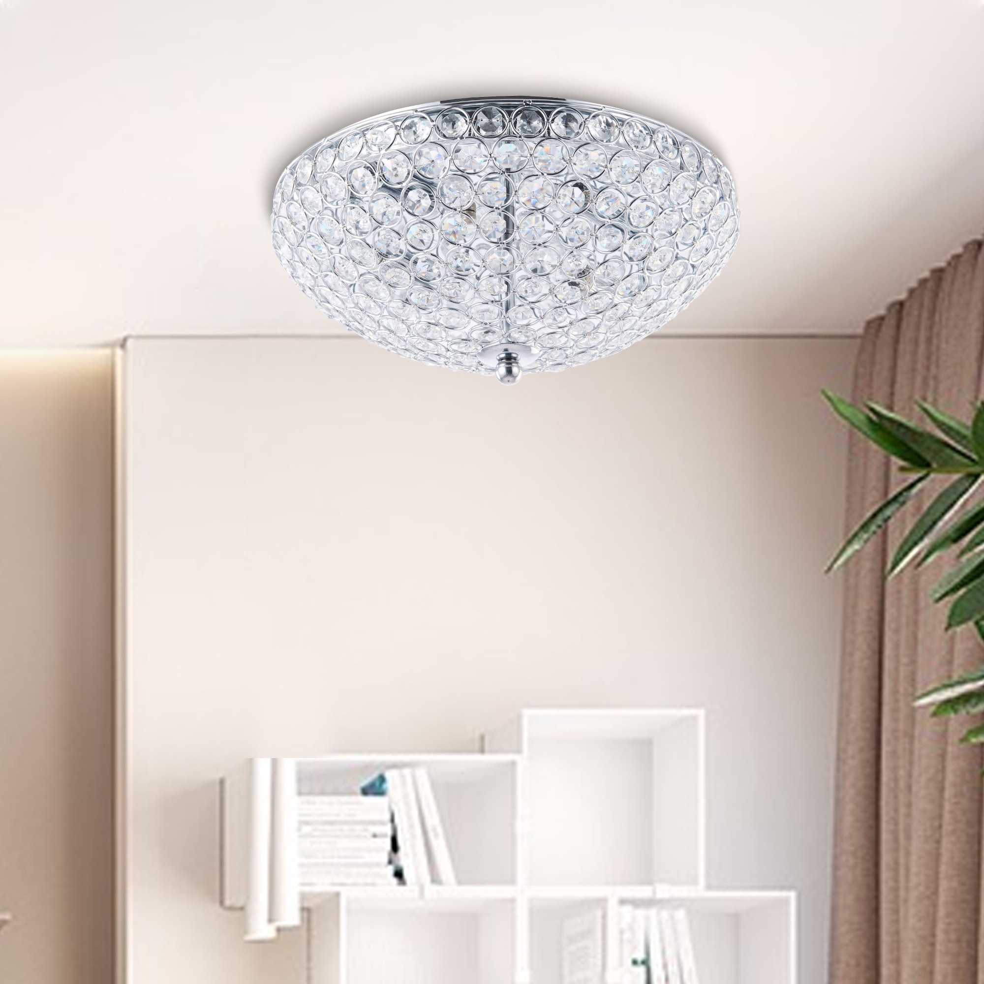 CO-Z 12-inch 2 Light Crystal Chandelier Flush Mount Ceiling Light - Transparent
