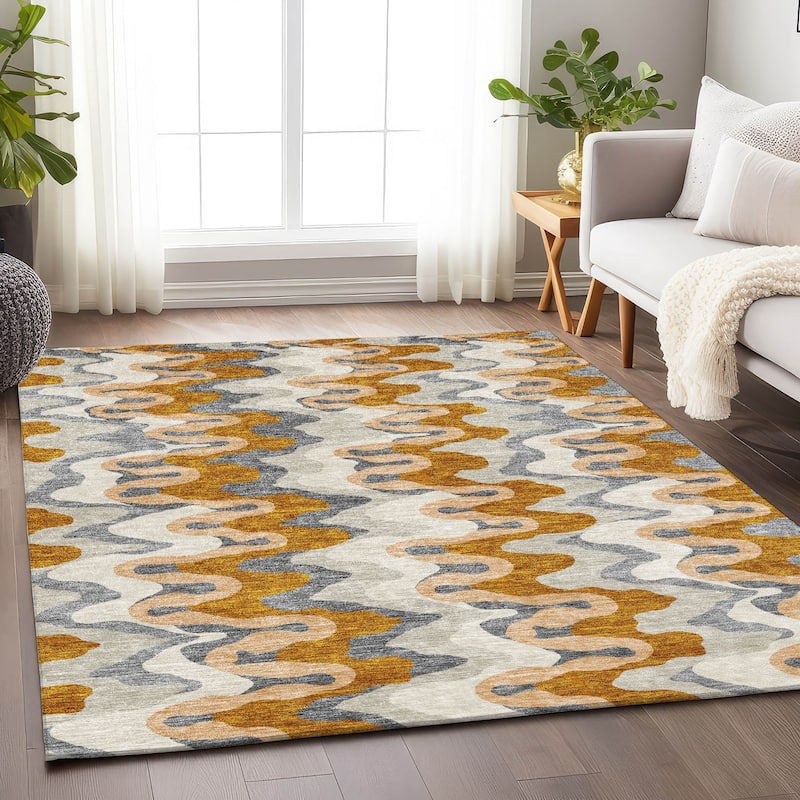 Premium Washable Super Soft Abstract Stripes Mayfield Rug - Terracotta - 2' 6" x 3' 10" - Rectangle