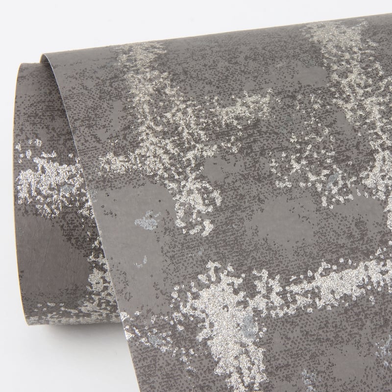 Scott Living Shea Charcoal Distressed Geometric Wallpaper