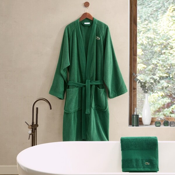 Lacoste Classic Pique Cotton Bath Robe Above the Knee, One Size
