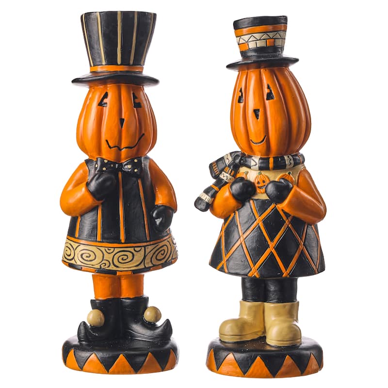 9" Resin Pumkin Men Set of 2