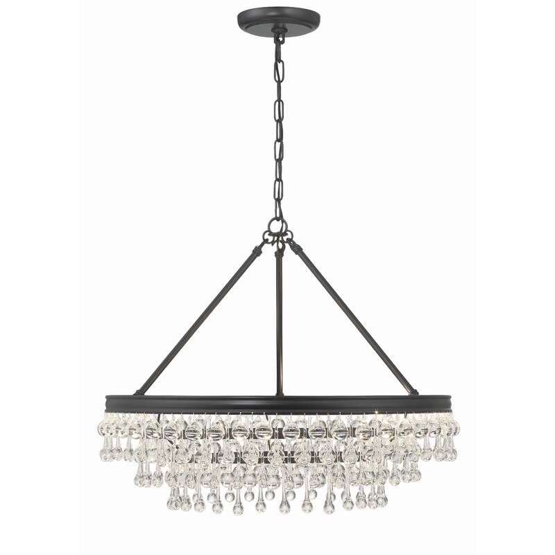 Calypso 6 Light Matte Black Chandelier - 25"W x 19.75"H x 25"D