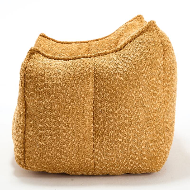 Chenille Square Bean Bag Chair, High Resilience Foam Lounge Chair, Cozy Aldult Lazy Sofa with Curved Armrests and Backrest
