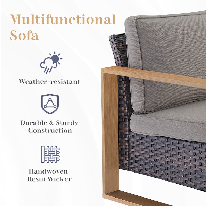 Pocassy Sofa with Glider Rocking Chair Ottoman Set