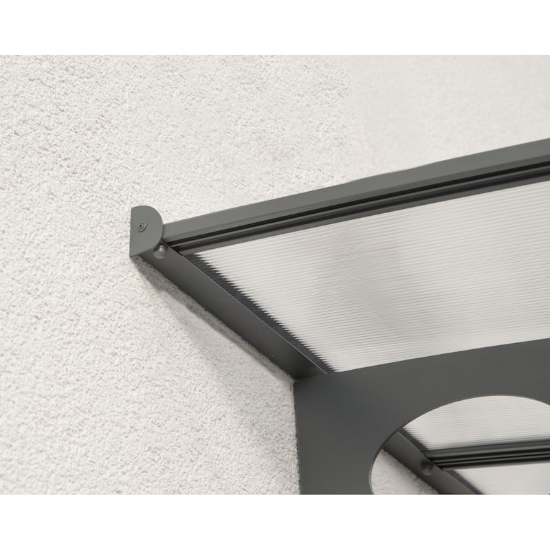 Herald 5 ft. Gray/Clear Door and Window Fixed Awning
