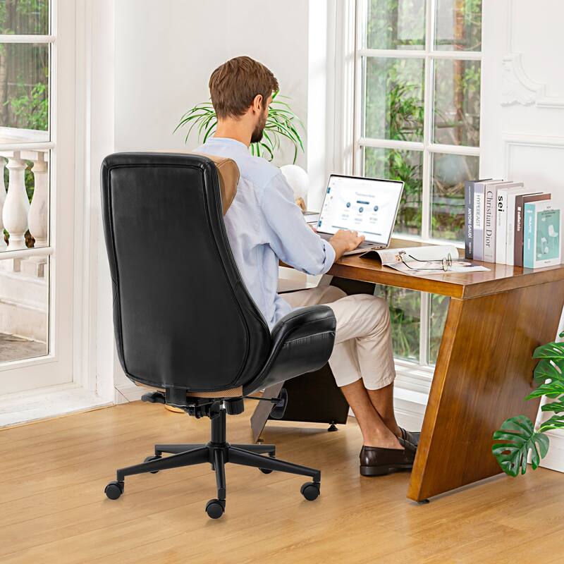 Glitzhome 48-inch Two-tone High Back Gaslift Ergonomic Executive Swivel Home Office Chair - 43.75"-47.75"H