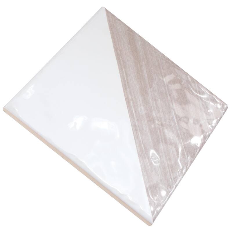 Merola Tile Triangle Rustique Glossy Taupe 6" x 6" Ceramic Wall Tile