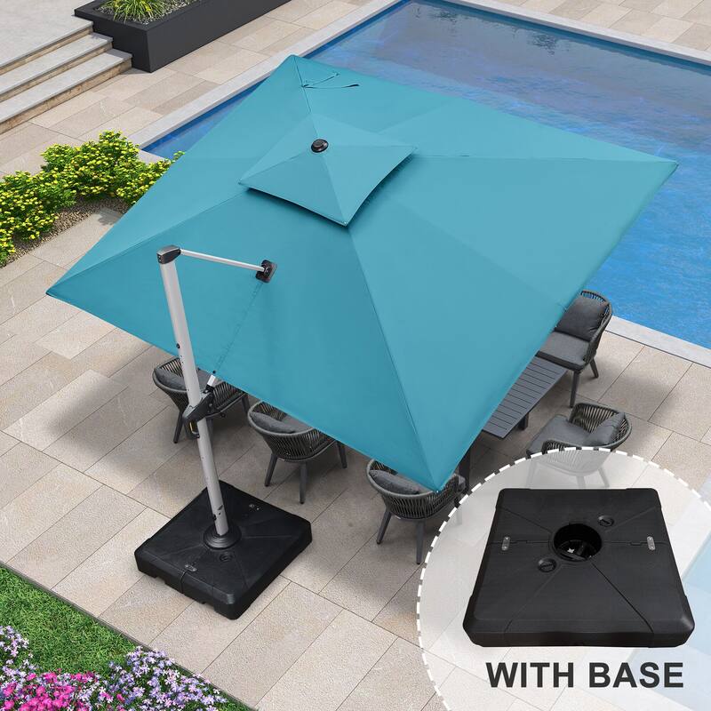 PURPLE LEAF 10 x 12ft Outdoor Rectangle Large Cantilever Umbrella with Base