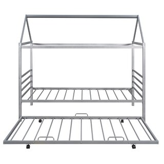 House-Design Twin Size Metal Platform Bed with Trundle,Industrial Design