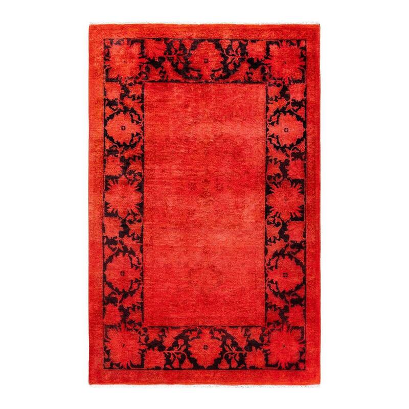 Vibrance, One-of-a-Kind Hand-Knotted Area Rug - Orange, 3' 10" x 6' 3" - 3' 10" x 6' 3"