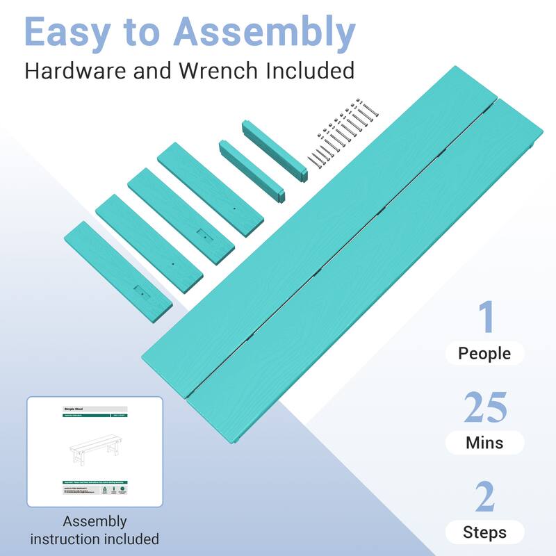 6-Piece HDPE Outdoor Dining Table Sets with Umbrella Hole - 1-Table 4-Chairs-1-Bench