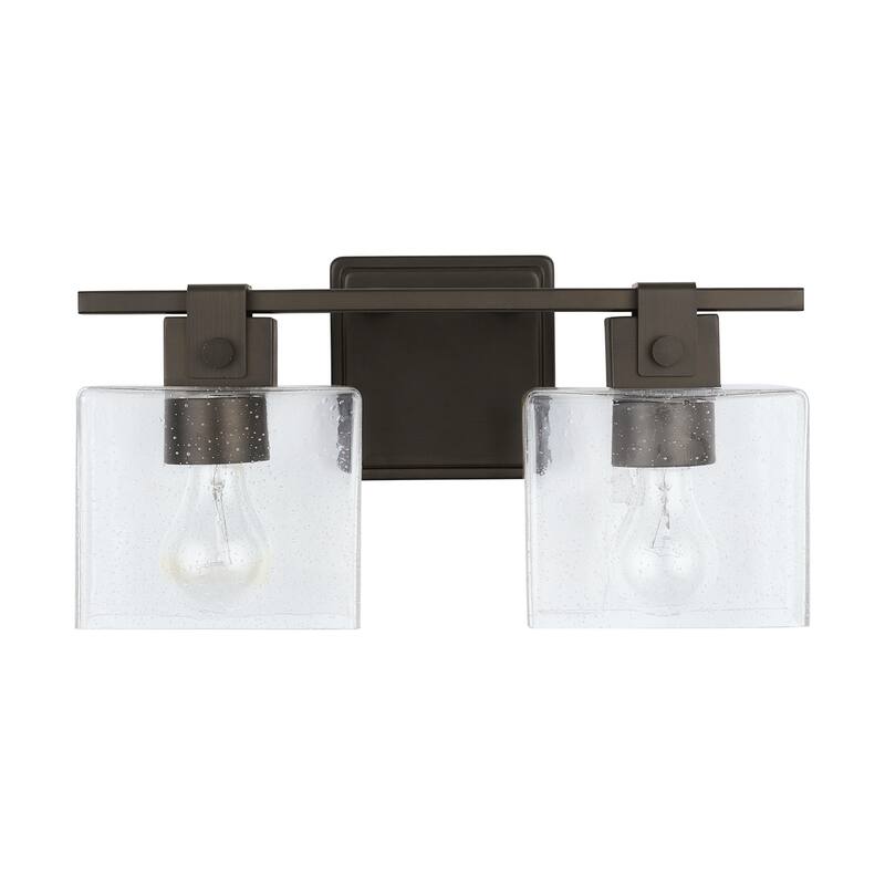 Graham 2-light Oil Rubbed Bronze Bath/ Vanity Fixture w/ Clear Seeded Glass
