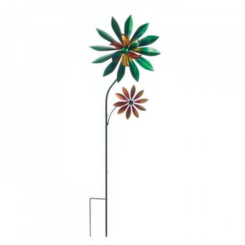 Flower Outdoor Garden Decorative Iron Spinning Windmill