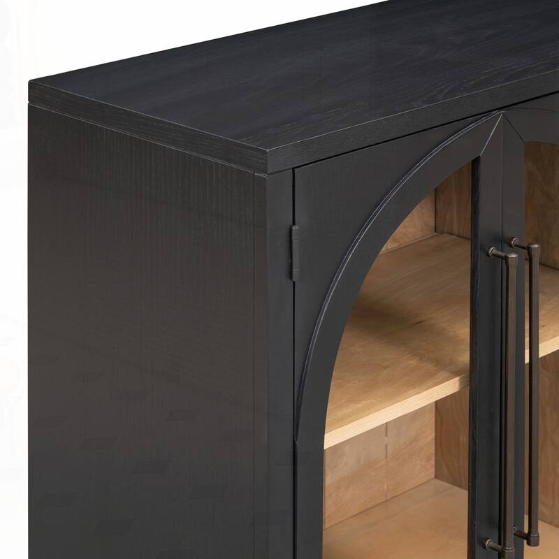 4-Door Large Storage Sideboard Buffet Cabinet with Glass Doors