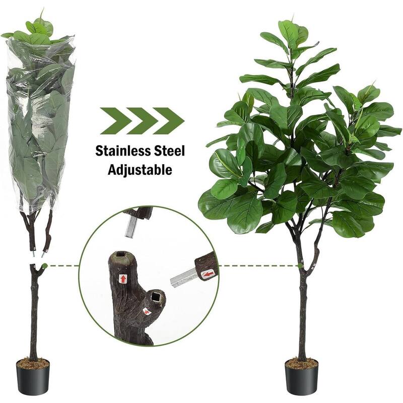 6FT Fiddle Leaf Fig Tree Artificial Tree for Home Office Decor - 6 ft