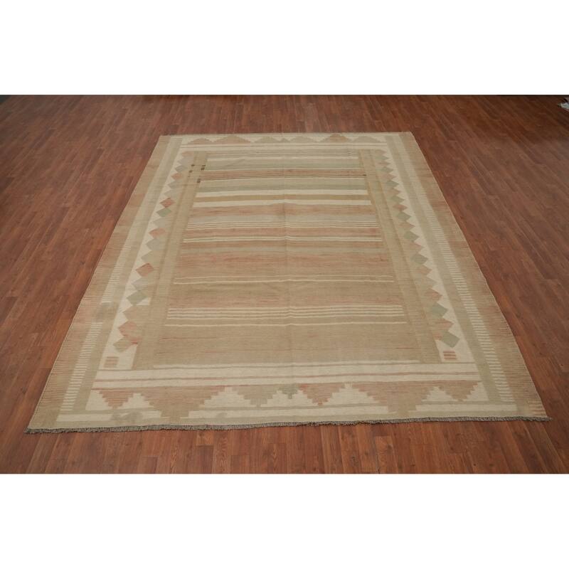 Hand Woven Oriental 100% Wool Carpet Southwestern Tribal Multi-Colored Kilim Area Rug - 10' 2'' X 8' 6''
